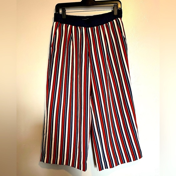 Zara Trafaluc Collection Cropped Wide Leg Striped Pants - Picture 1 of 10